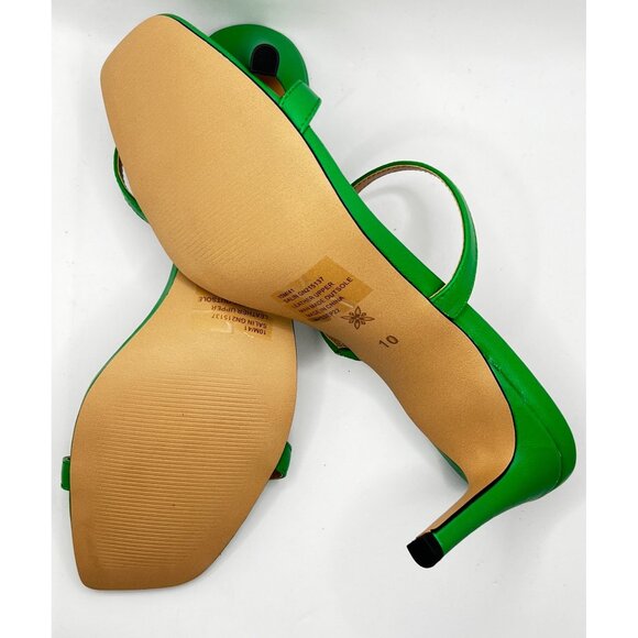 BCBGeneration Emerald Green Leather Strappy Heeled Sandals Size 10M With Box - Picture 3 of 6